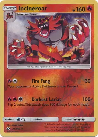 Sun & Moon Incineroar #26/149 reverse holo